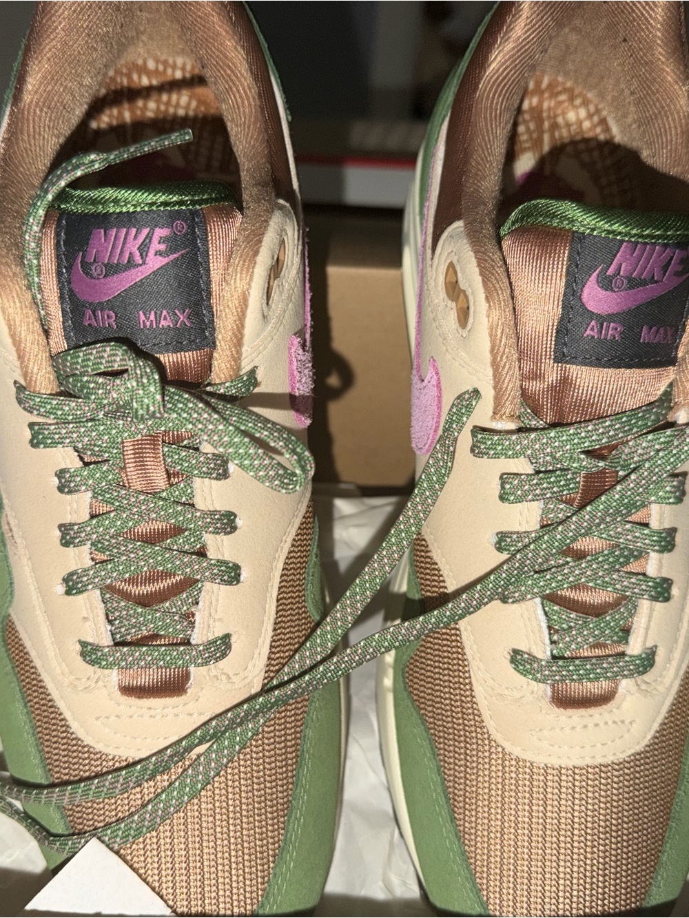 Nike Air Max Beige, Green & Pink Retro Trainers